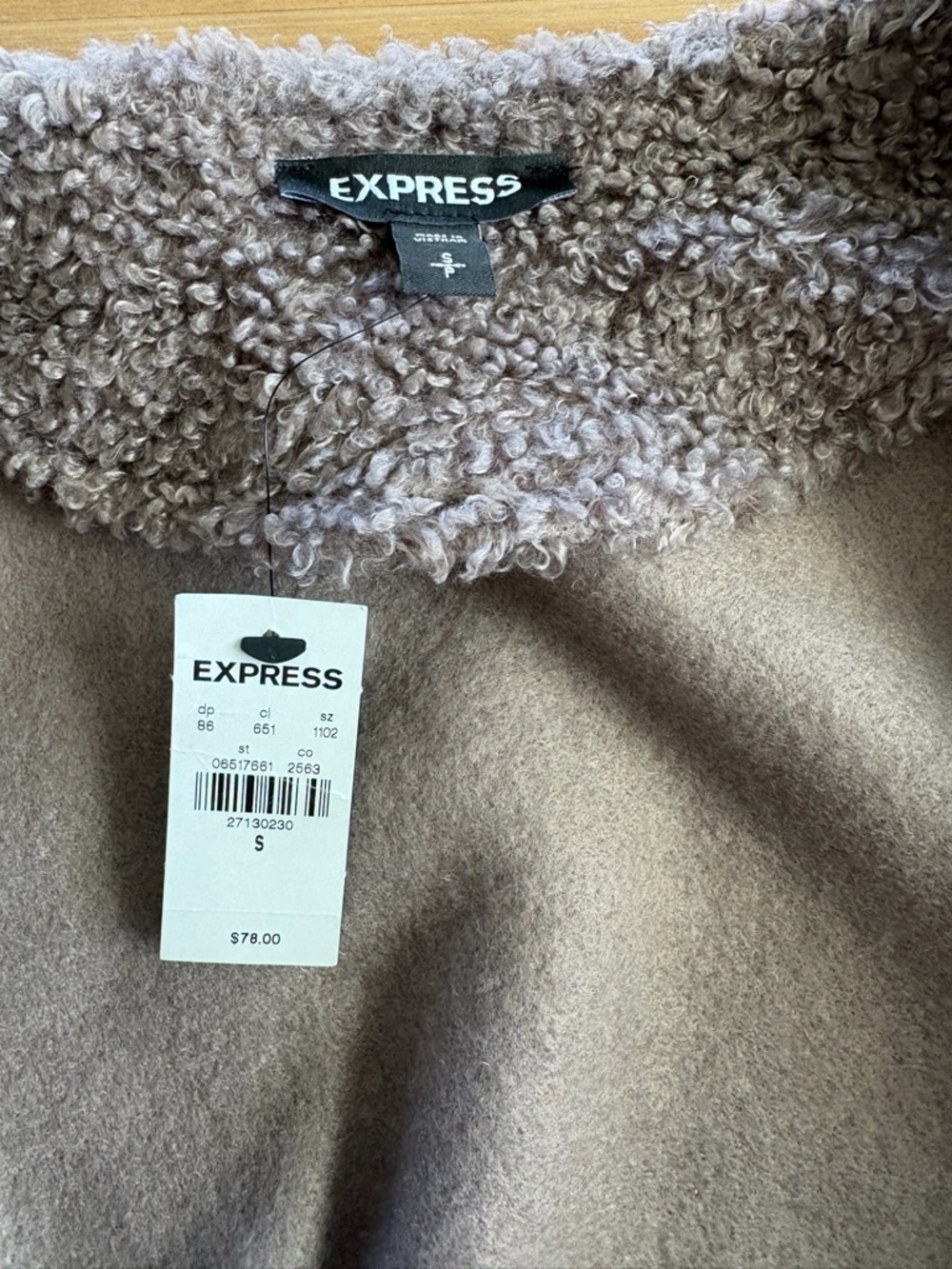 Express Women's Teddy Collar Coat - Taupe Brown